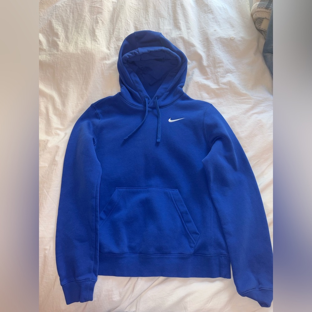 Nike Royal Blue Pullover Hoodie with White Swoosh